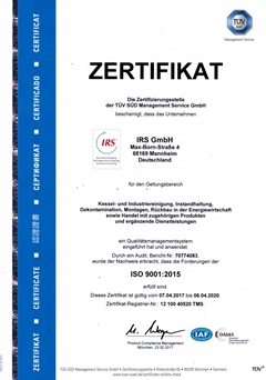 ISO Zertifikat IRS GmbH